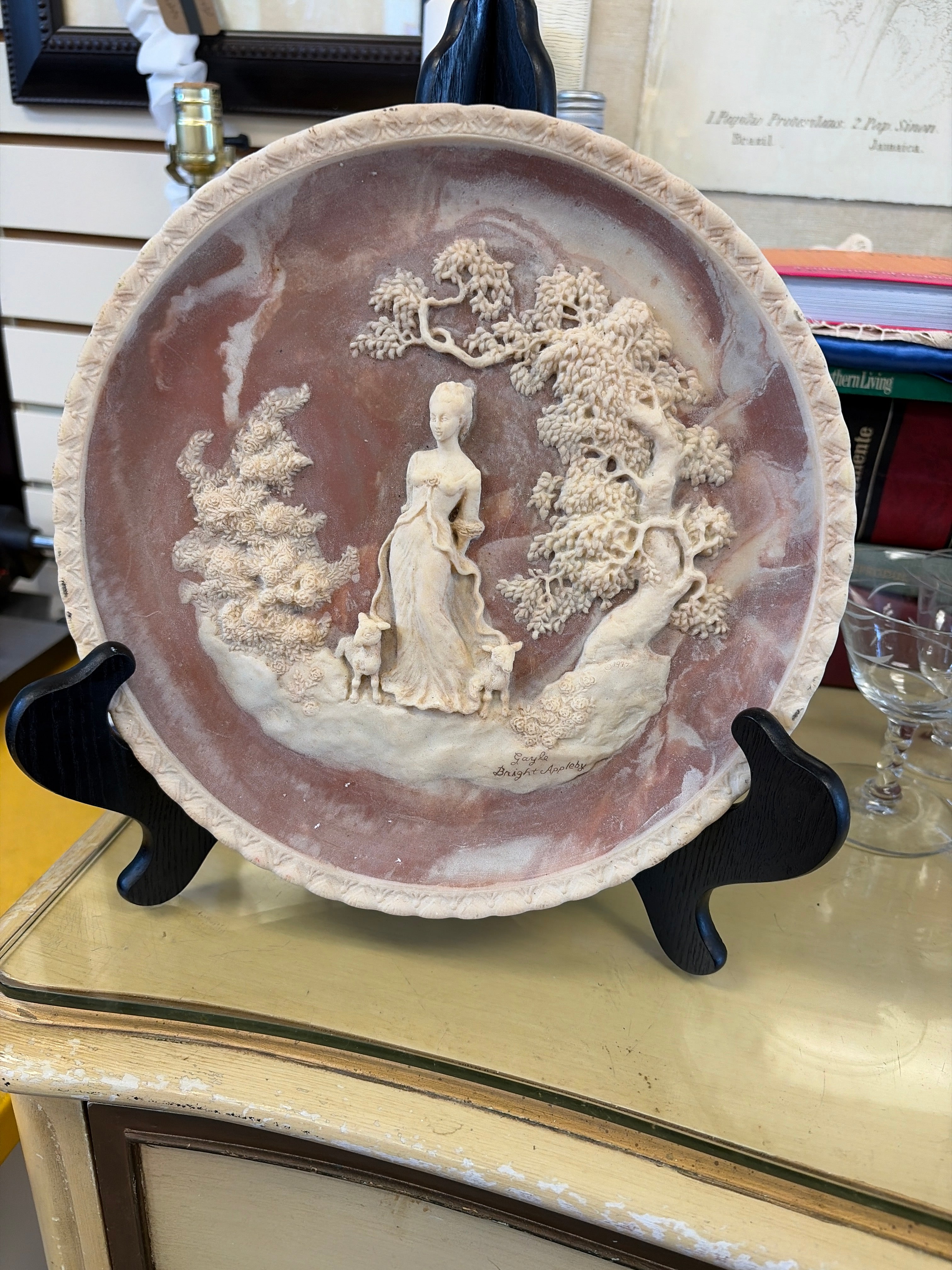 Vintage 1977 Incolay Studios collector plate titled "She Walks in Beauty" from "The Romantic Poets" series