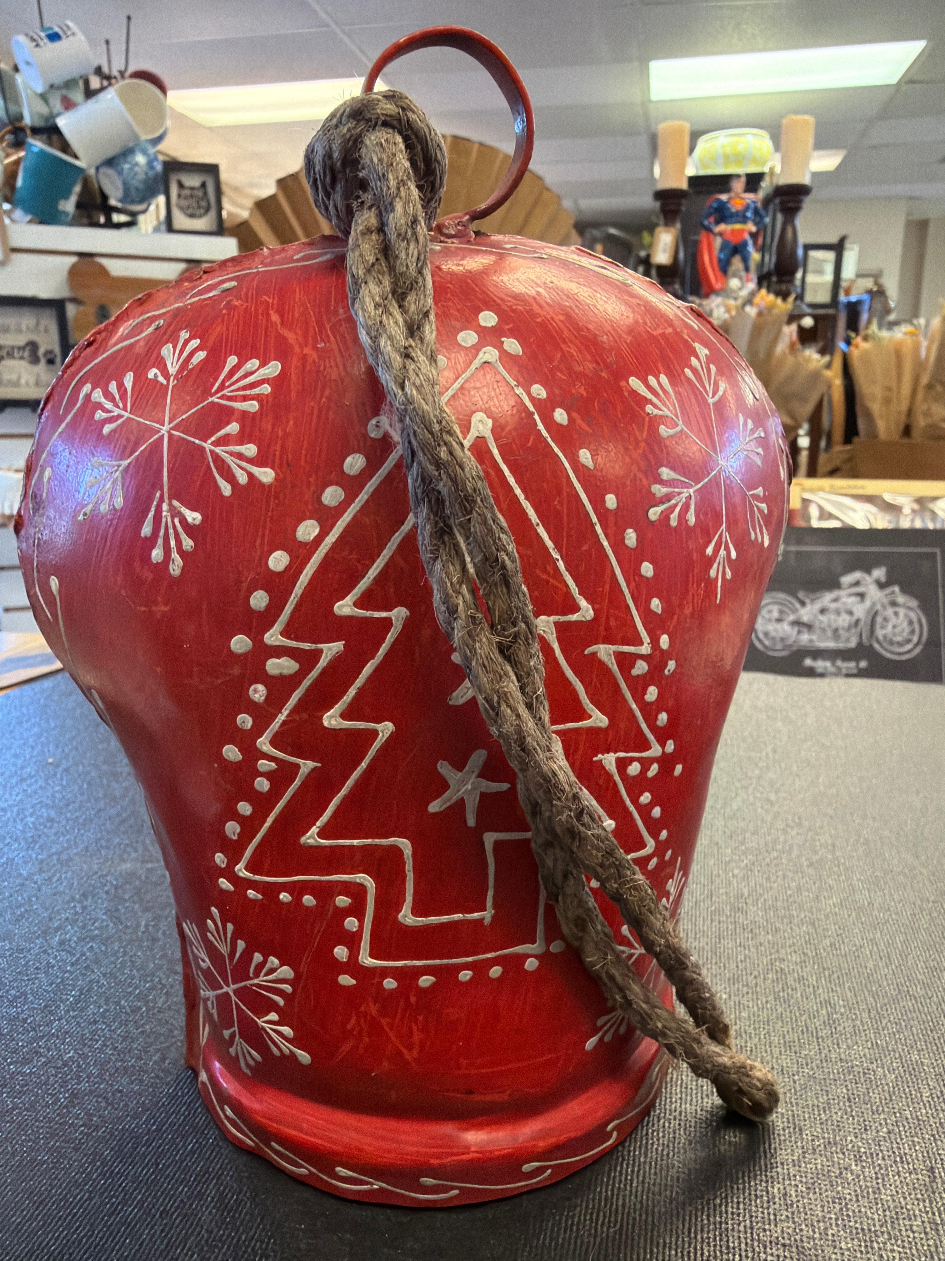 Hand-painted Mid-Century Swedish or Nordic-style holiday cowbell