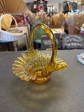 Fenton amber art glass basket
