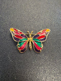 Colorful Gold Butterfly Brooch
