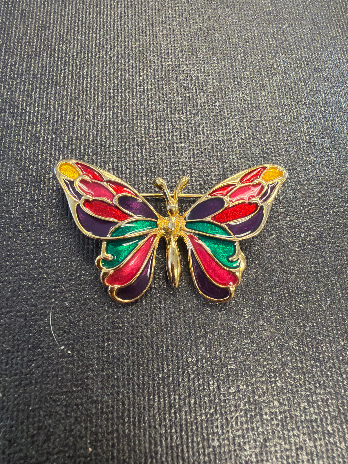 Colorful Gold Butterfly Brooch