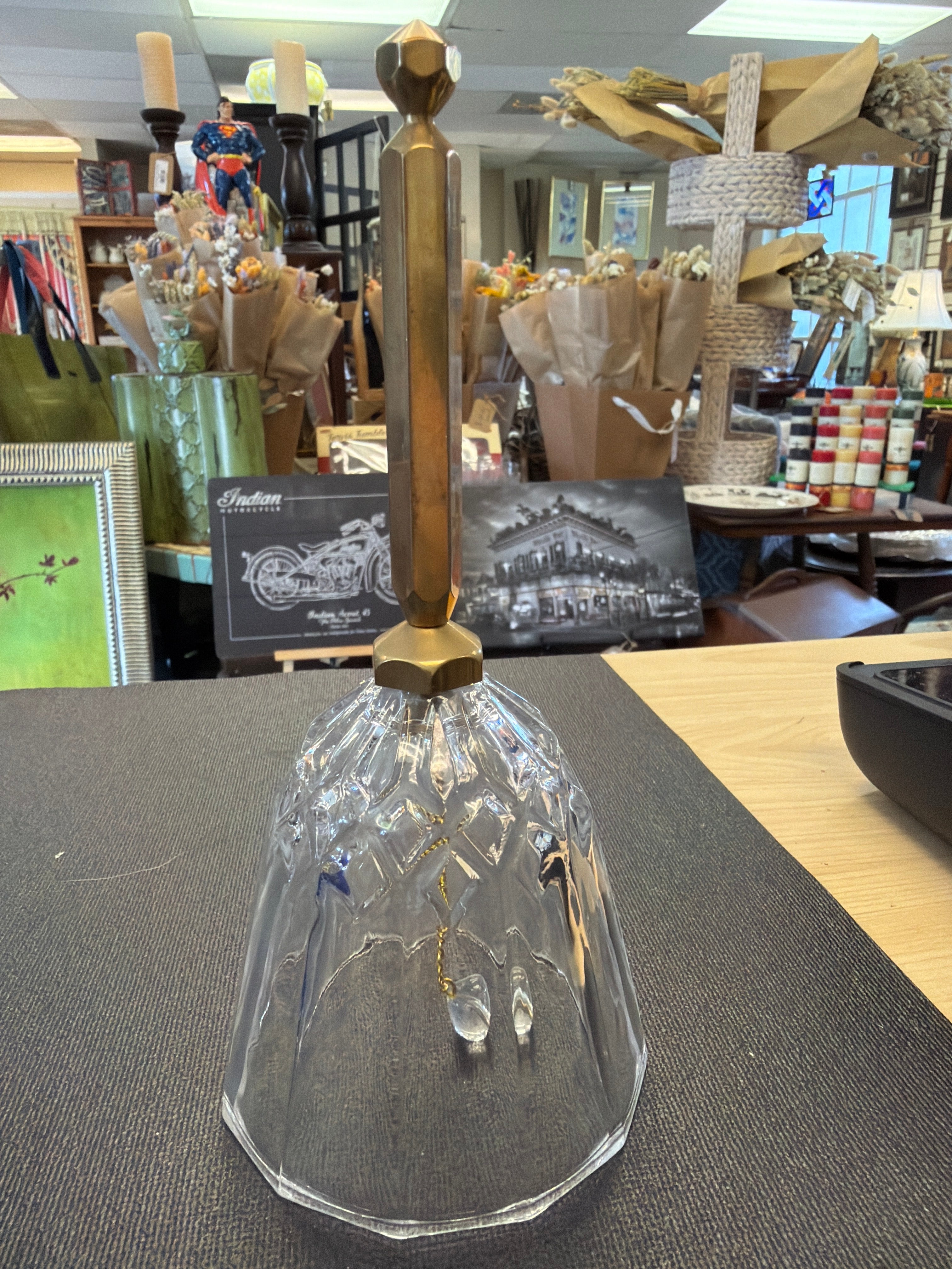 Vintage Lead Crystal and Brass Bell