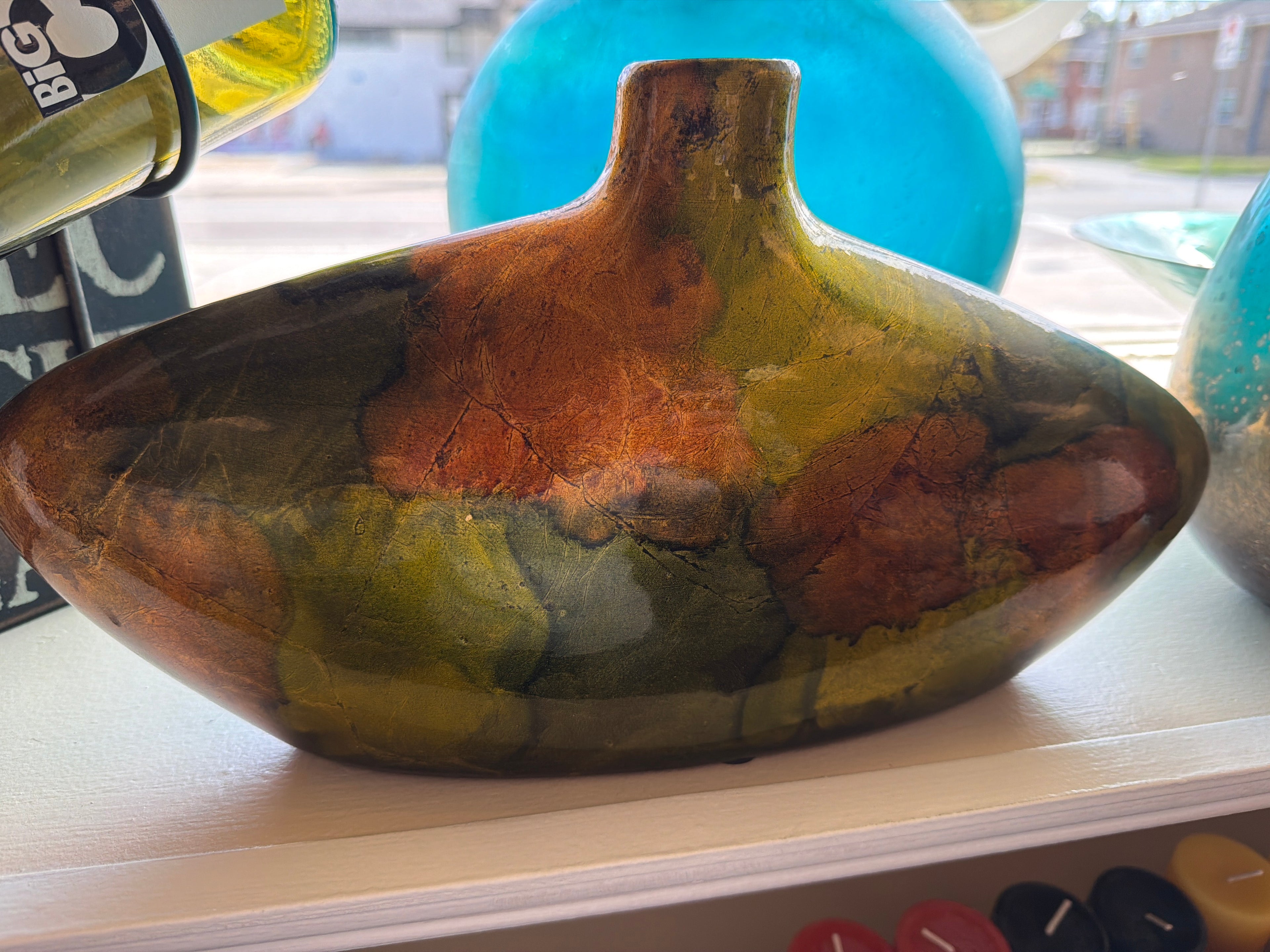Green and gold vase