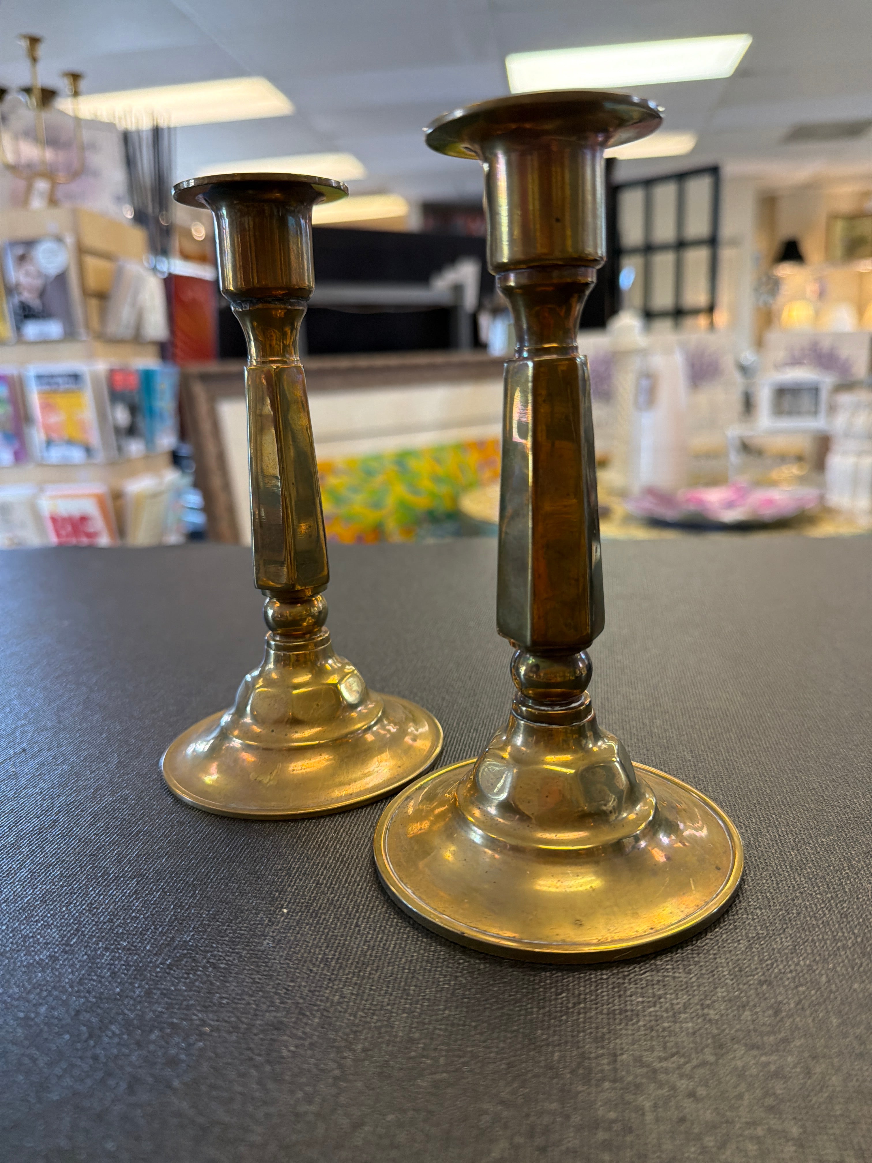 Pair Antique Brass Candlesticks