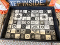 Black and white serving tray