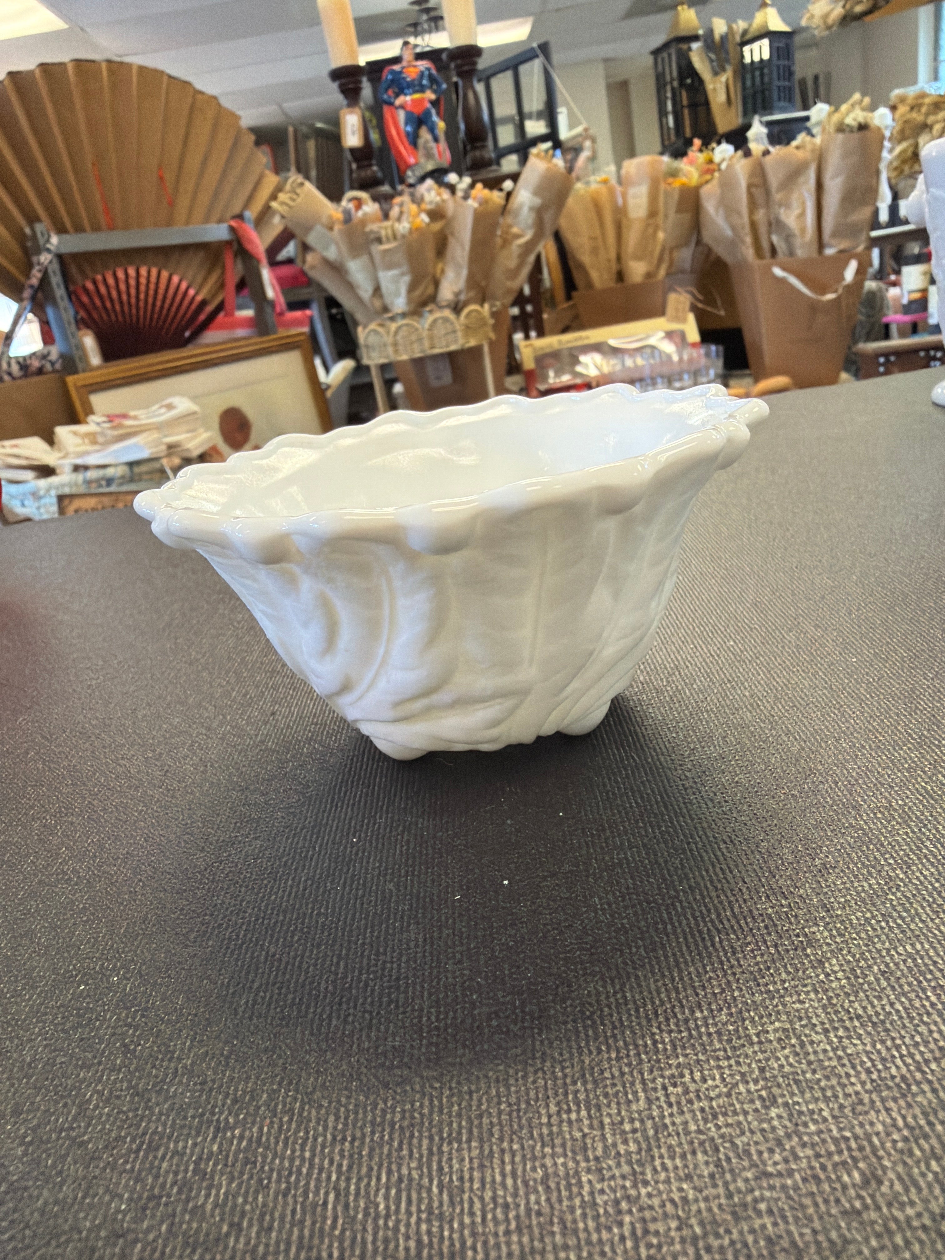 Vintage Indiana Glass milk glass footed bowl