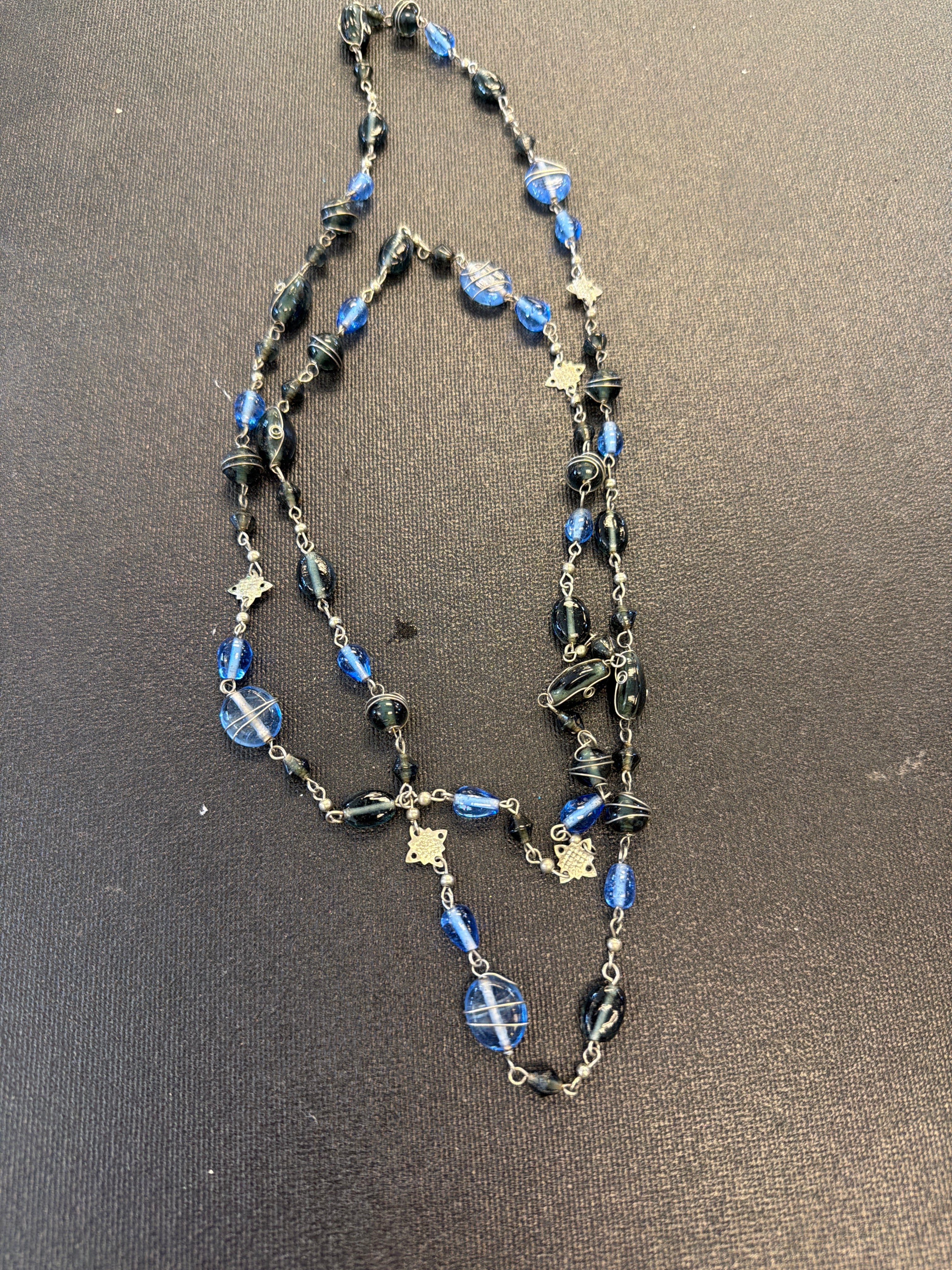 Vintage Blue Bead Necklace