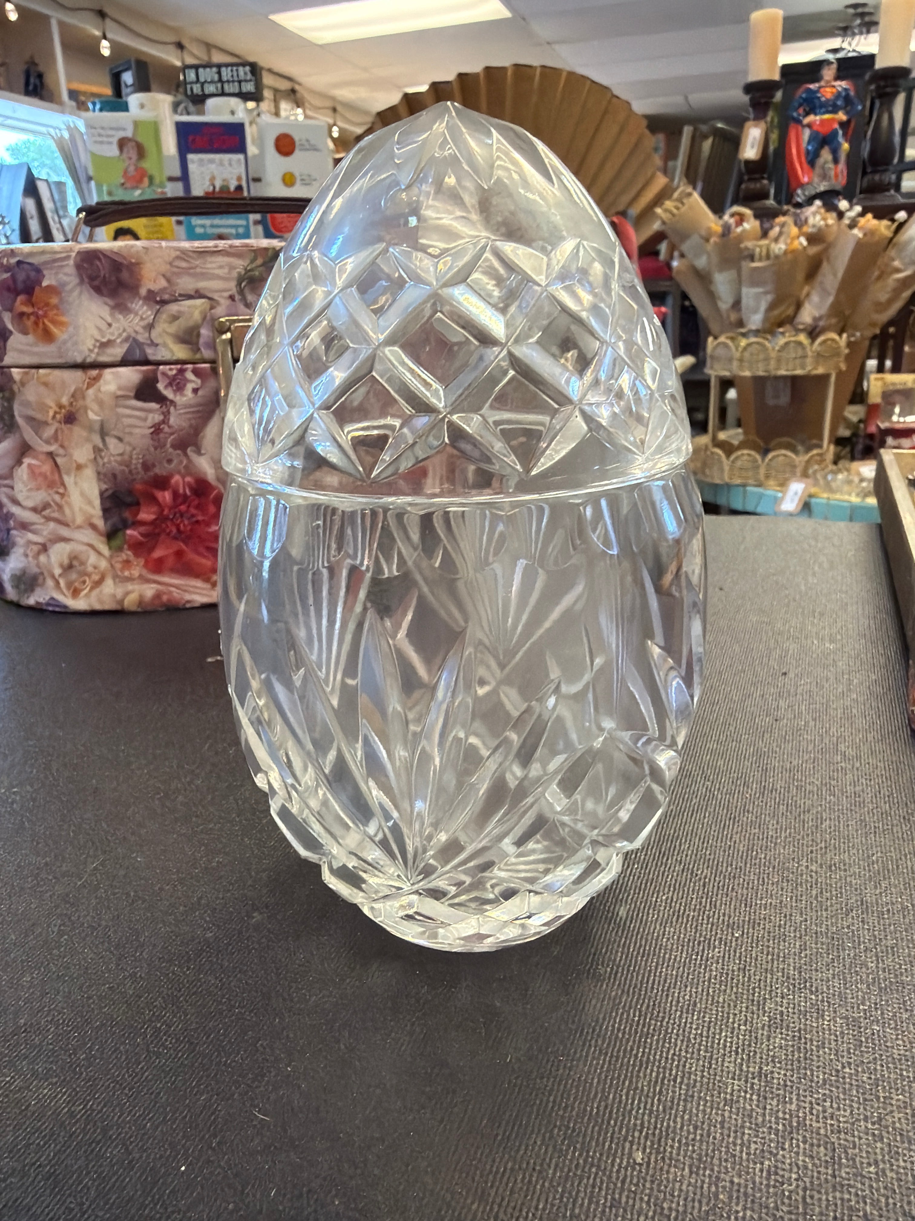 Vintage cut crystal egg