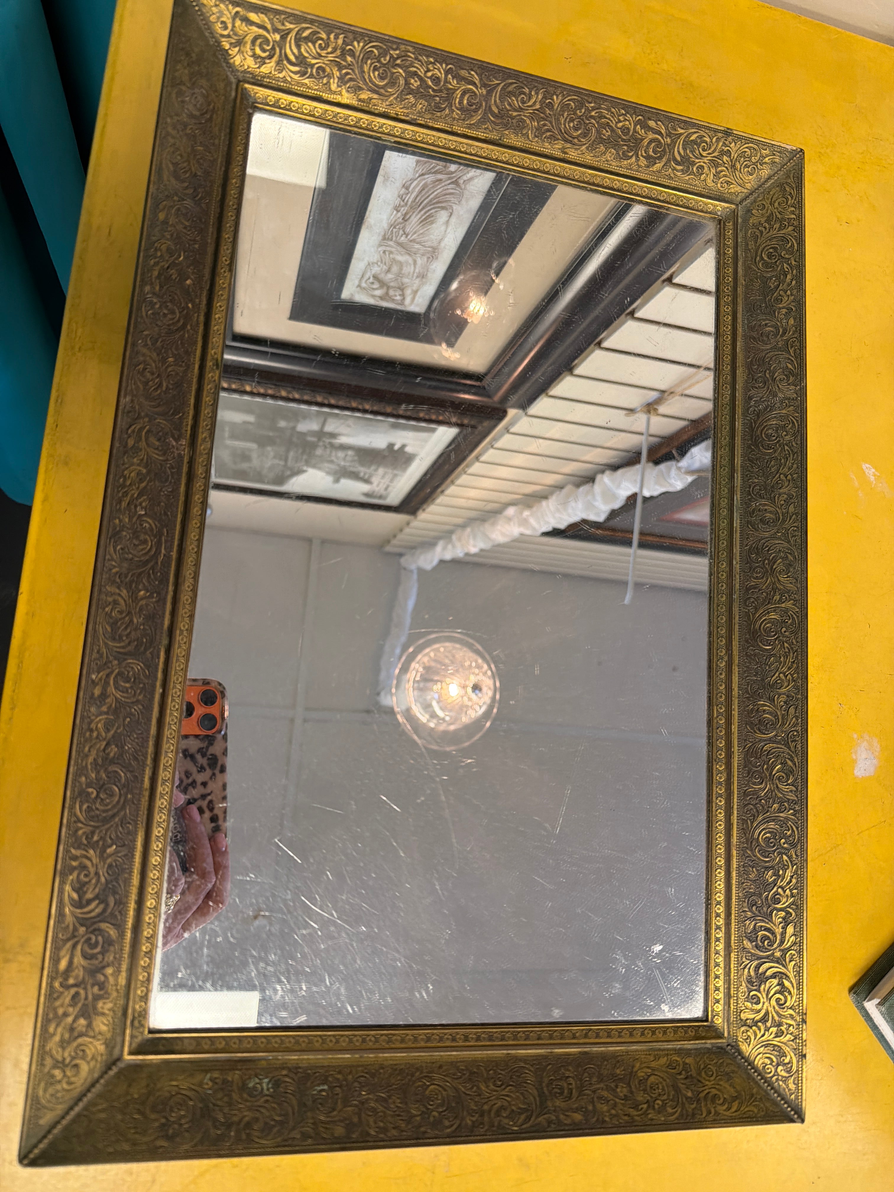 Antique French Brass Mirror