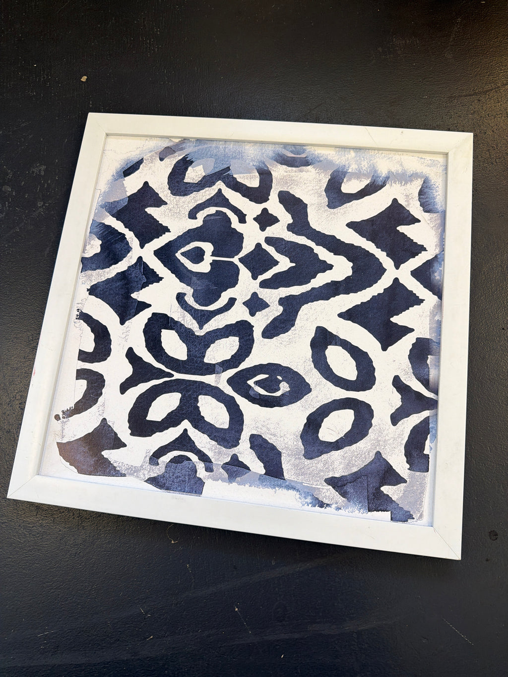 Blue and white square prints (set of 3)