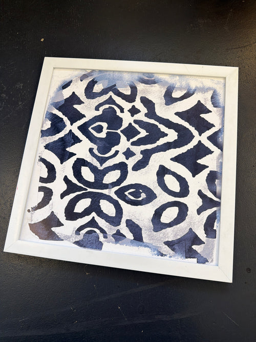 Blue and white square prints (set of 3)
