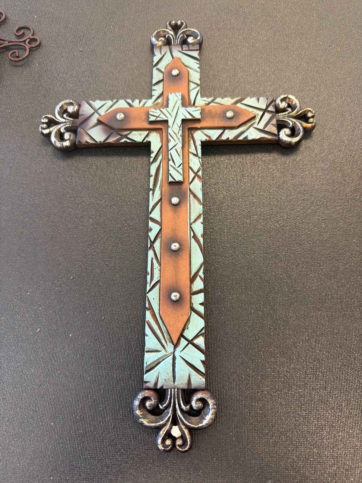 Turquoise and copper cross