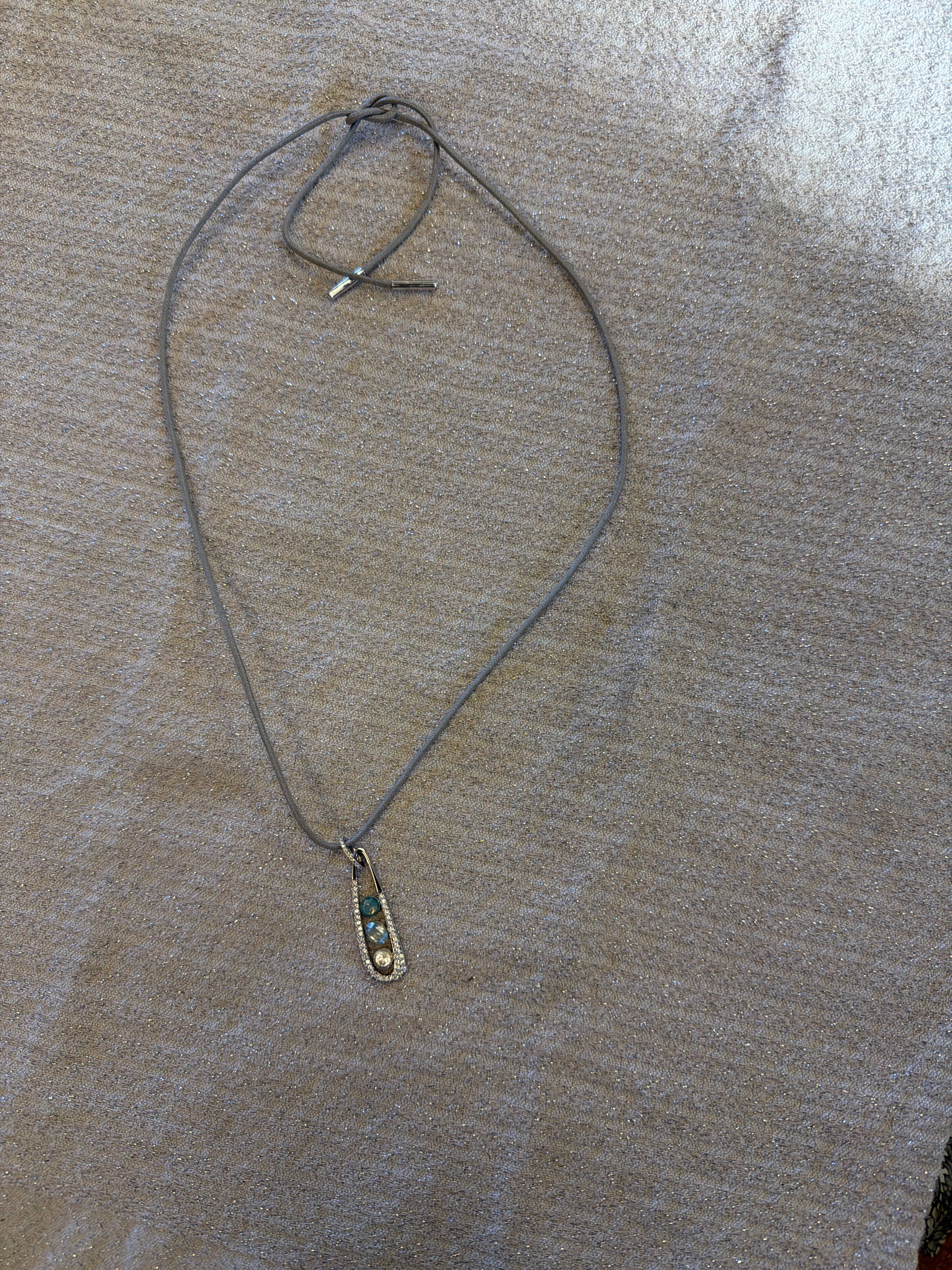 Swarovski Pendant Gray Cord