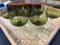 (6) Sasaki Coronation Green Wine Glasses