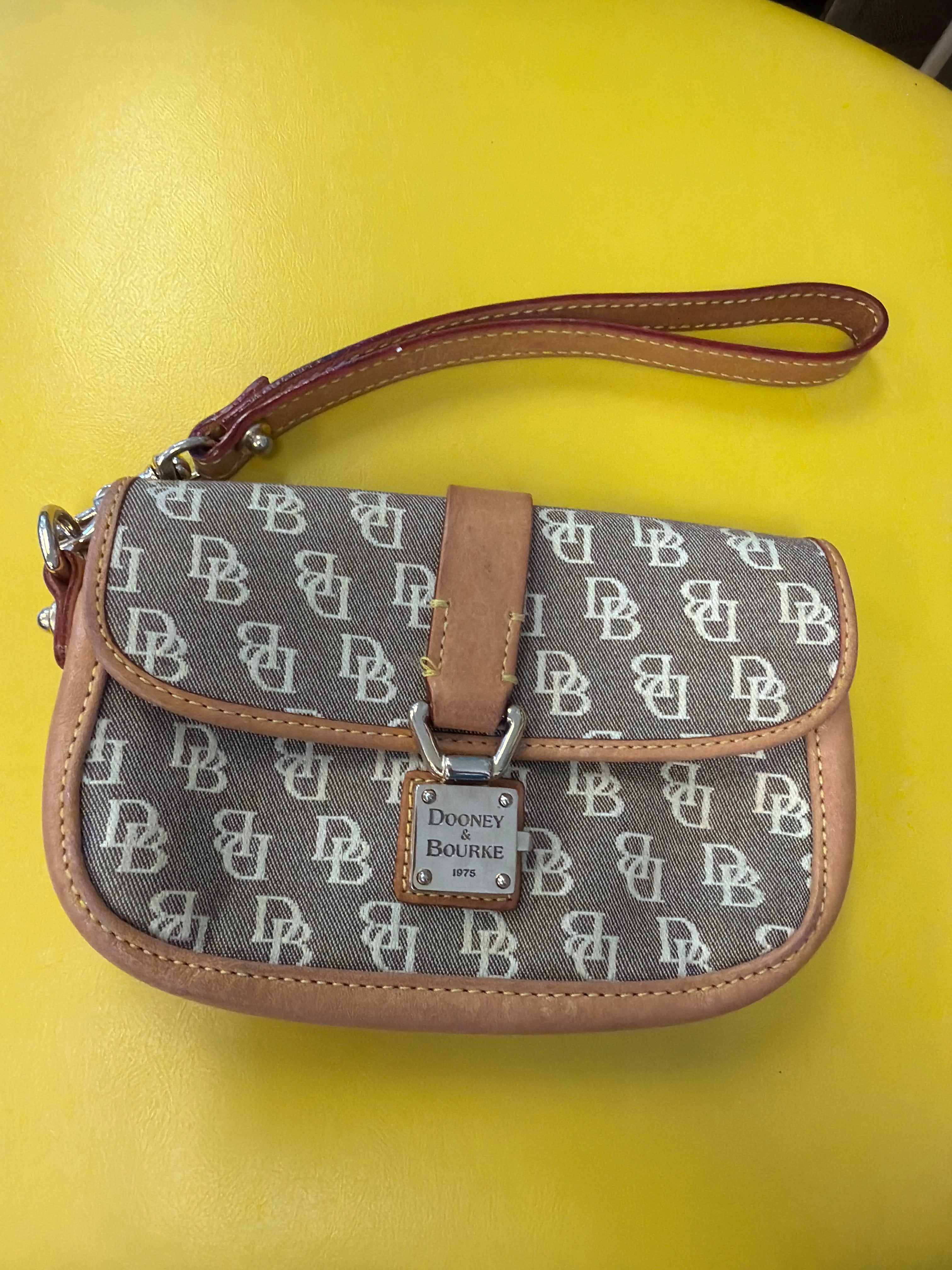 Dooney & Bourke Signature Monogram Canvas Flap Wristlet