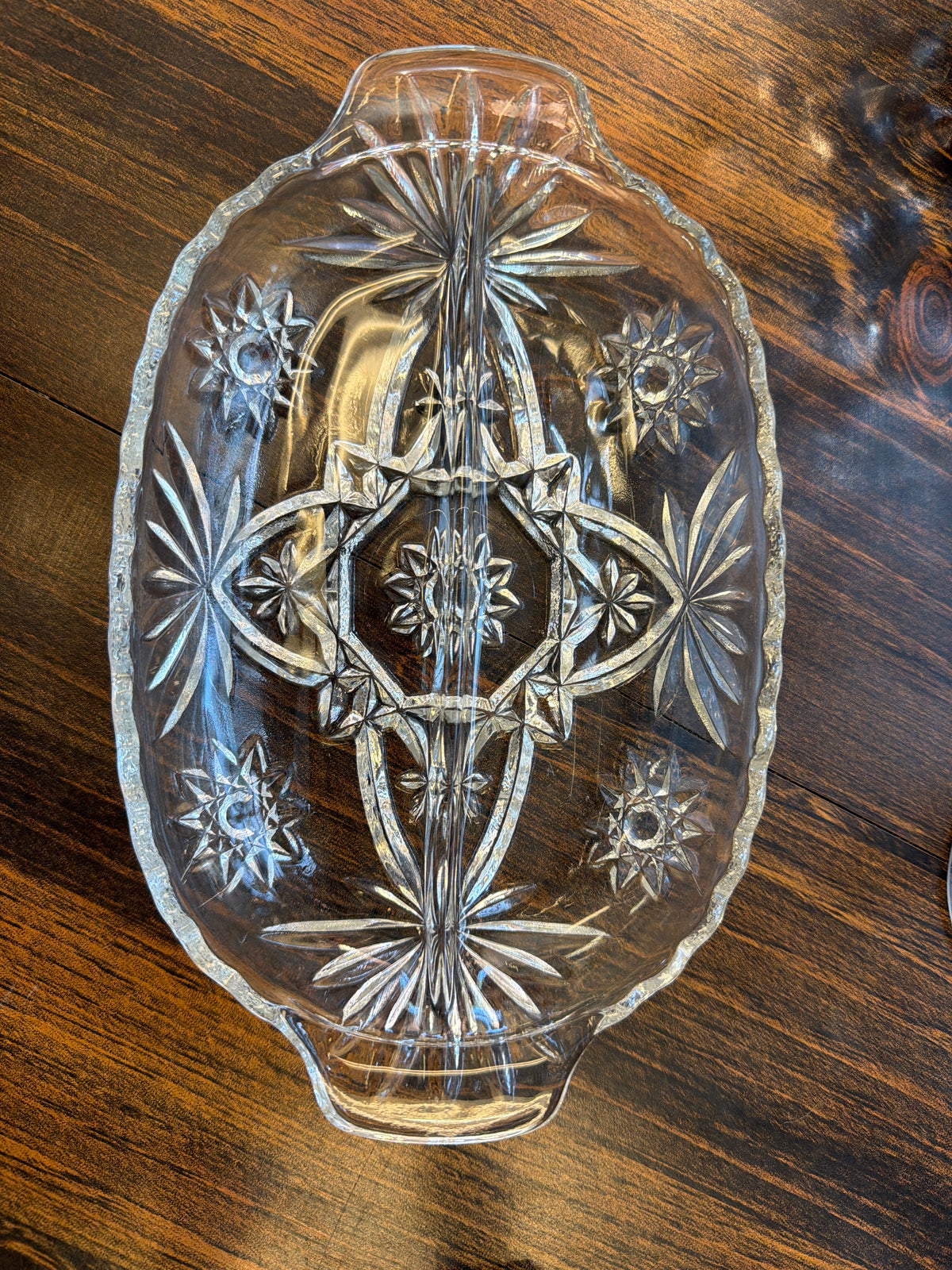 Vintage Anchor Hocking divided relish dish in the Star of David patter ...