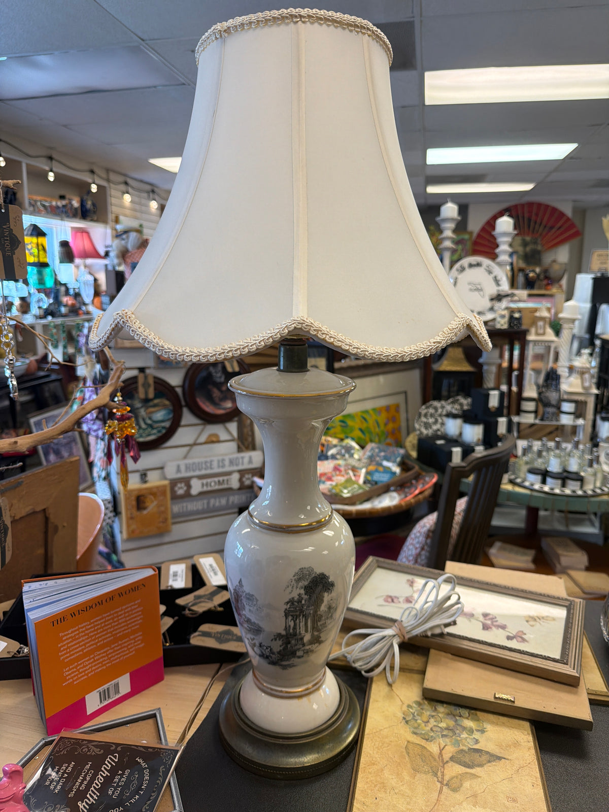 Ivory and Brass Garden Lamp