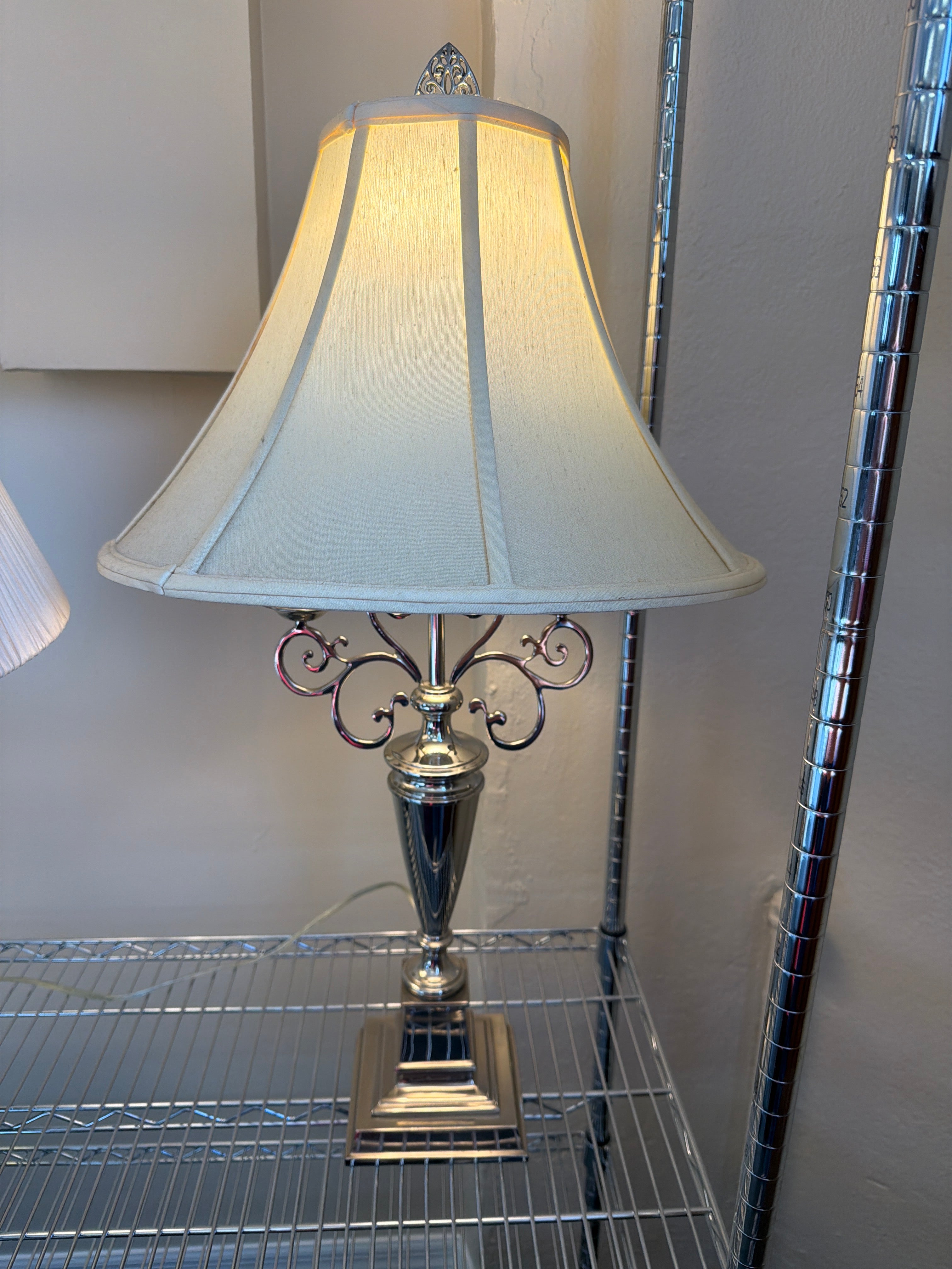 Hollywood Regency silver lamp