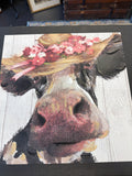 Whimsical Cow on Canvas
