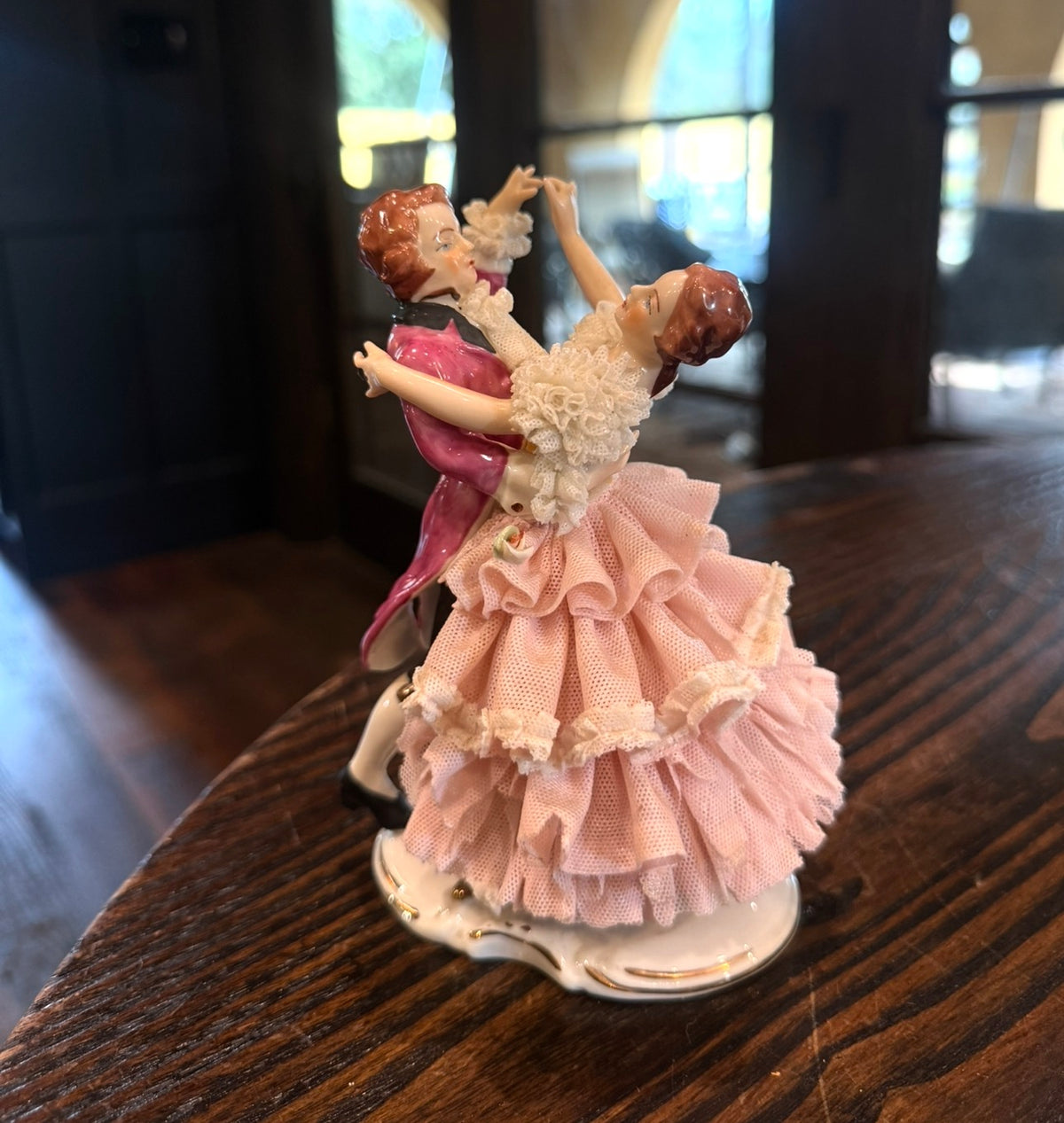 Dresden porcelain lace figurine- dancing couple