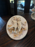 Vintage Arnart Porcelain 3D bisque cherub wall plaque