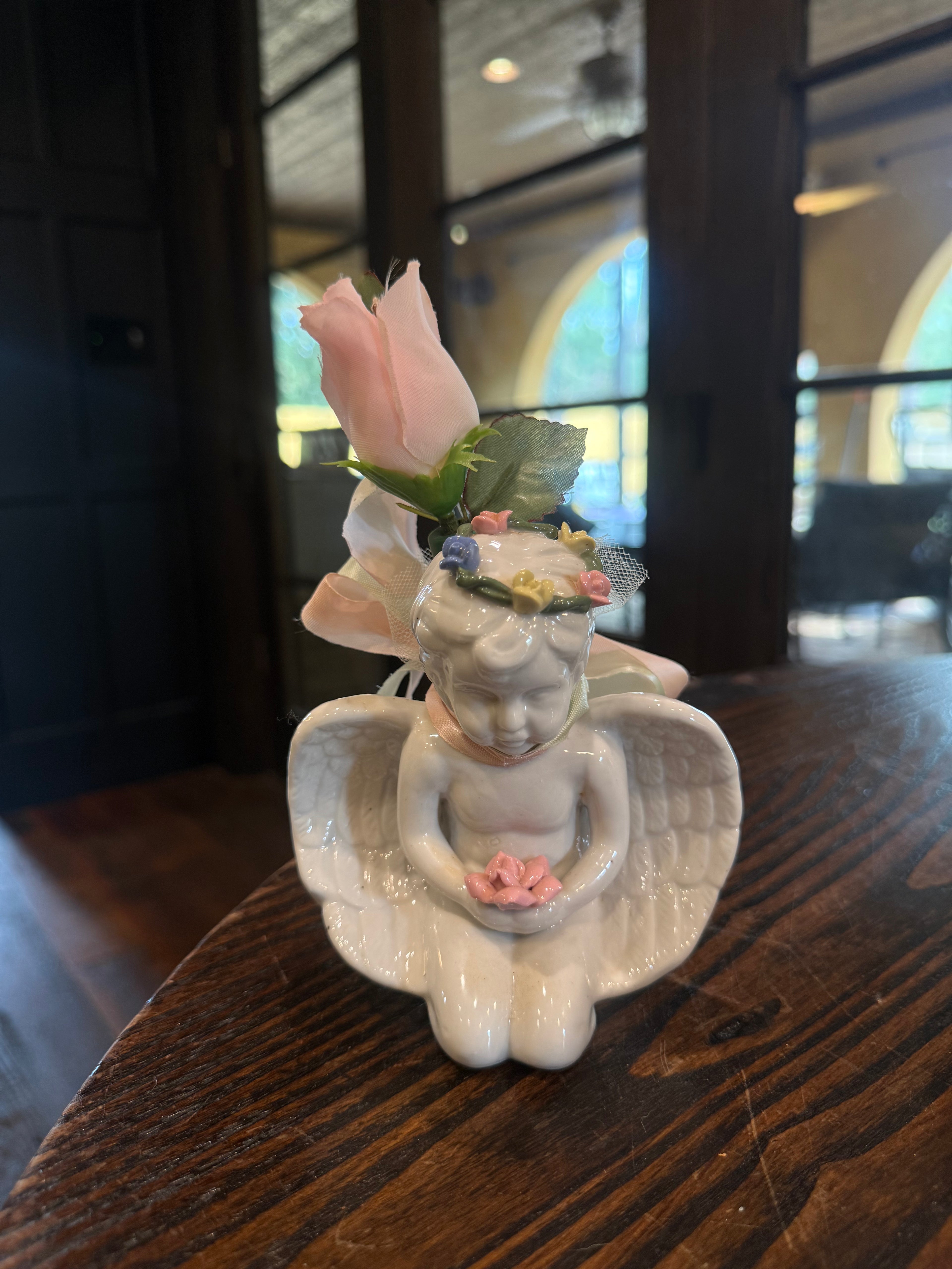Vintage white porcelain cherub