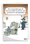 Funny Halloween Greeting Card - Witch Dishwasher