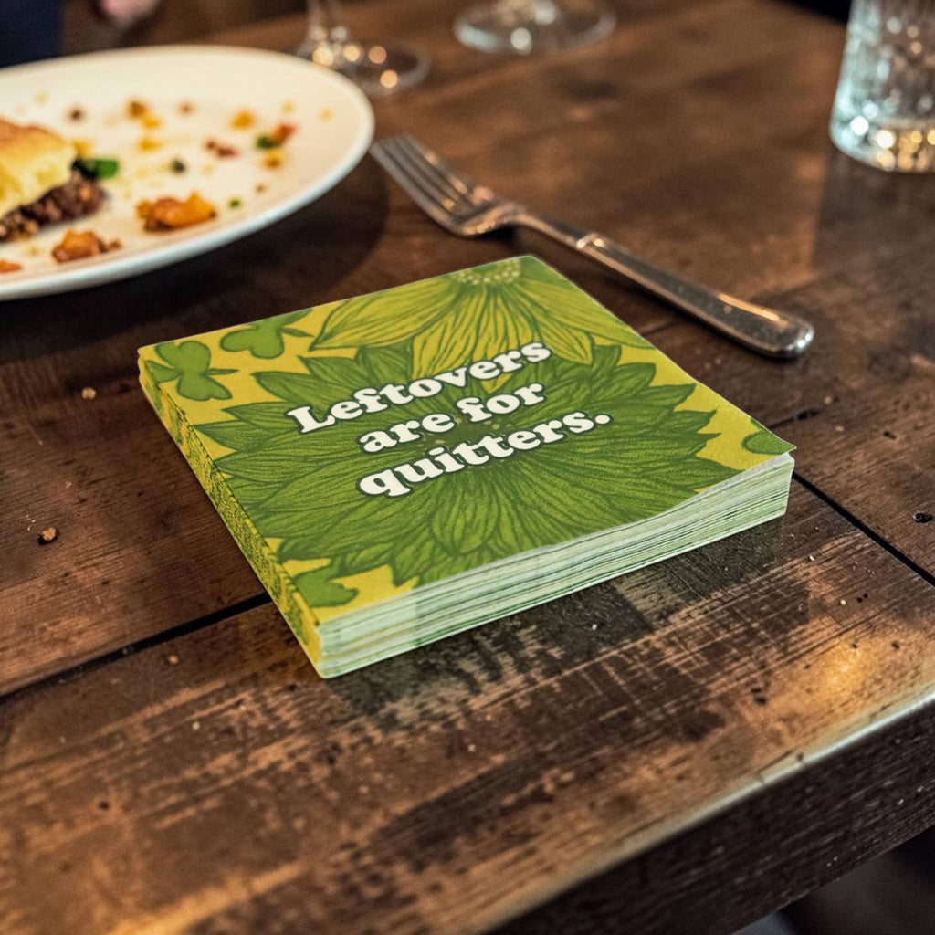 Leftovers Are for Quitters - Funny Retro Cocktail Napkins