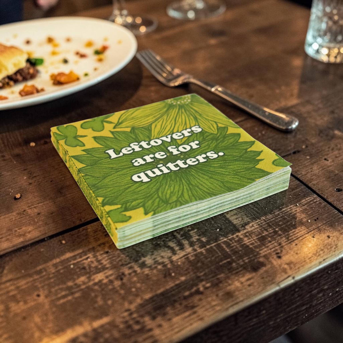 Leftovers Are for Quitters - Funny Retro Cocktail Napkins
