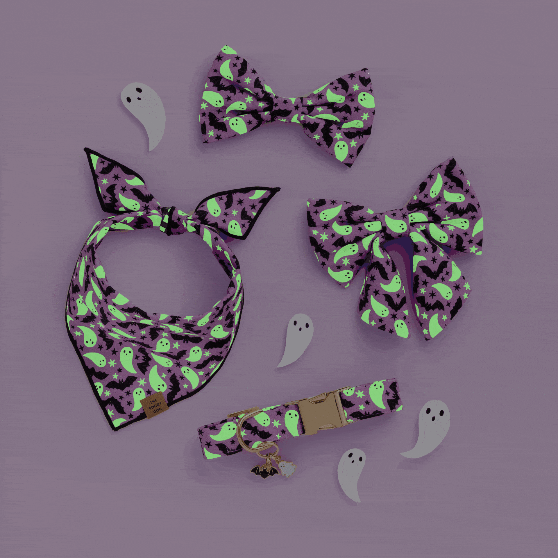 Spooky Season Reversible Dog Bandana: L - up to 26”