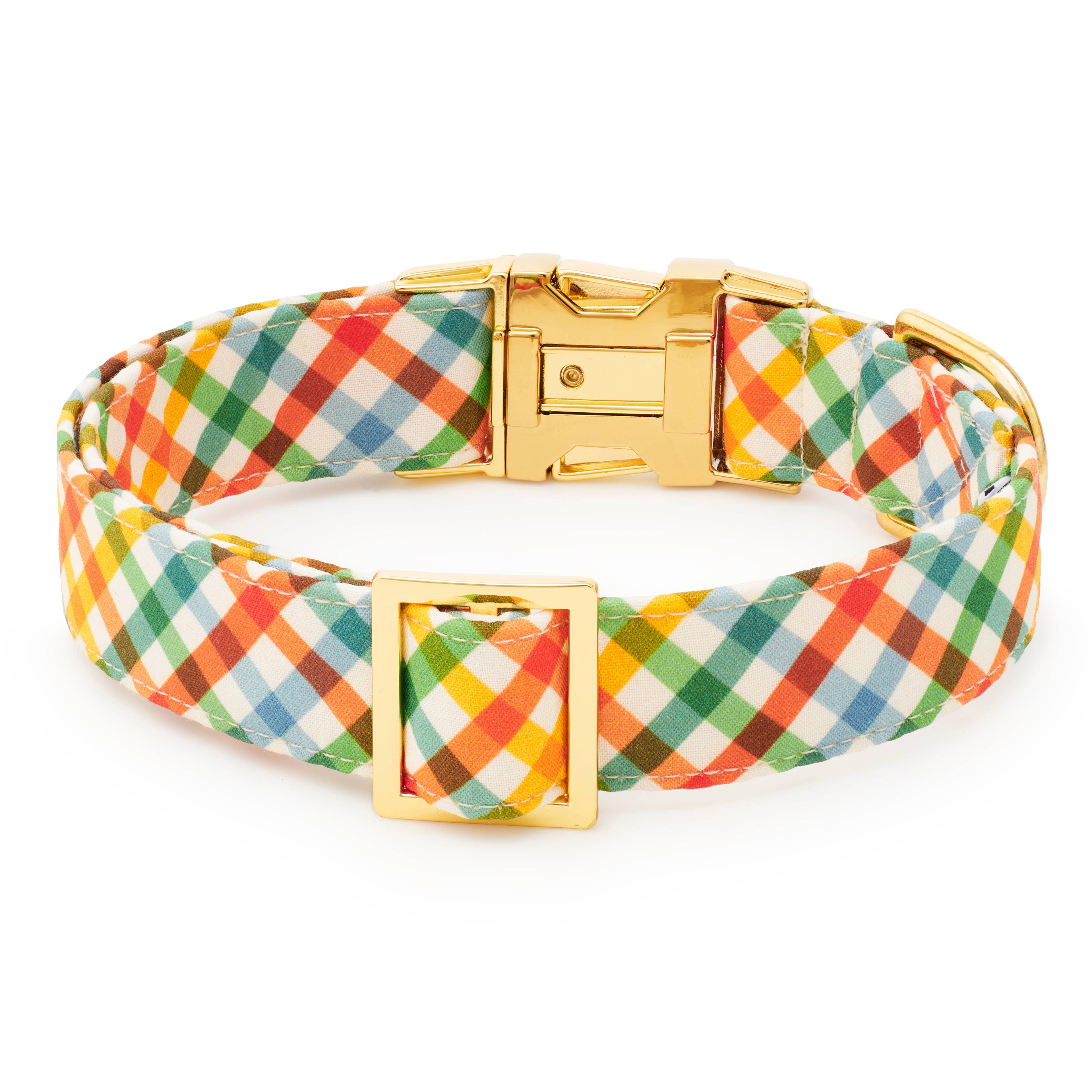 Harvest Gingham Dog Collar: M - 14-19”
