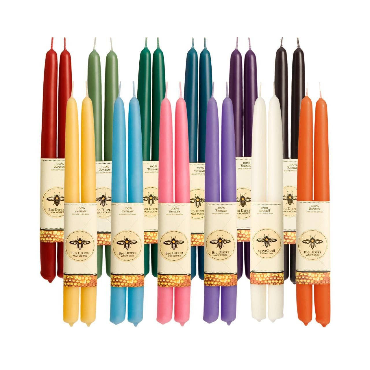 Taper Candles – 100% Pure Beeswax – Hand-Dipped: Ivory / Standard (12" x 7/8")