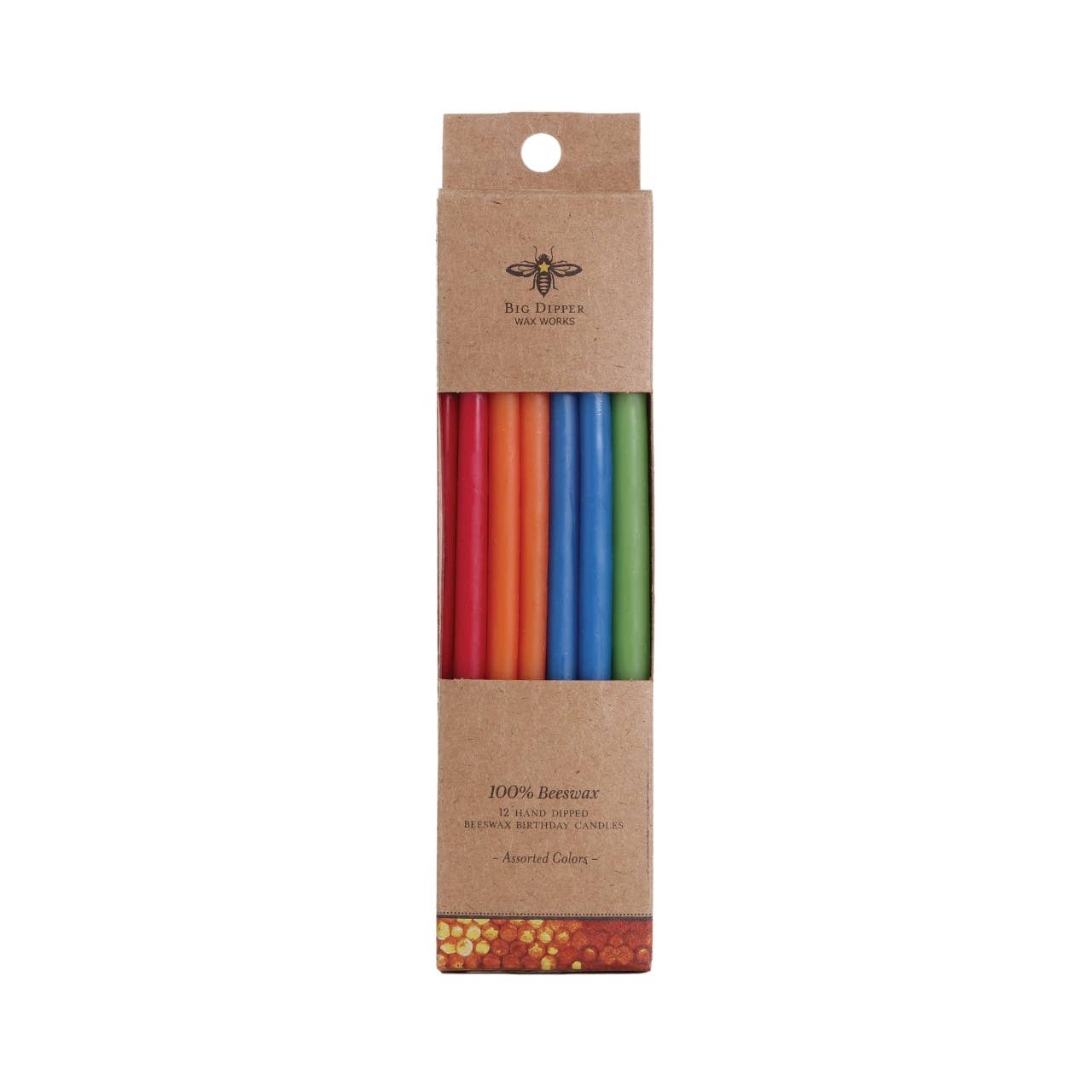 Birthday Candles – 100% Pure Beeswax – 6” Hand-Dipped: Natural 12 Candles Each