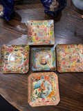Vintage cigar band decoupage glass ashtray