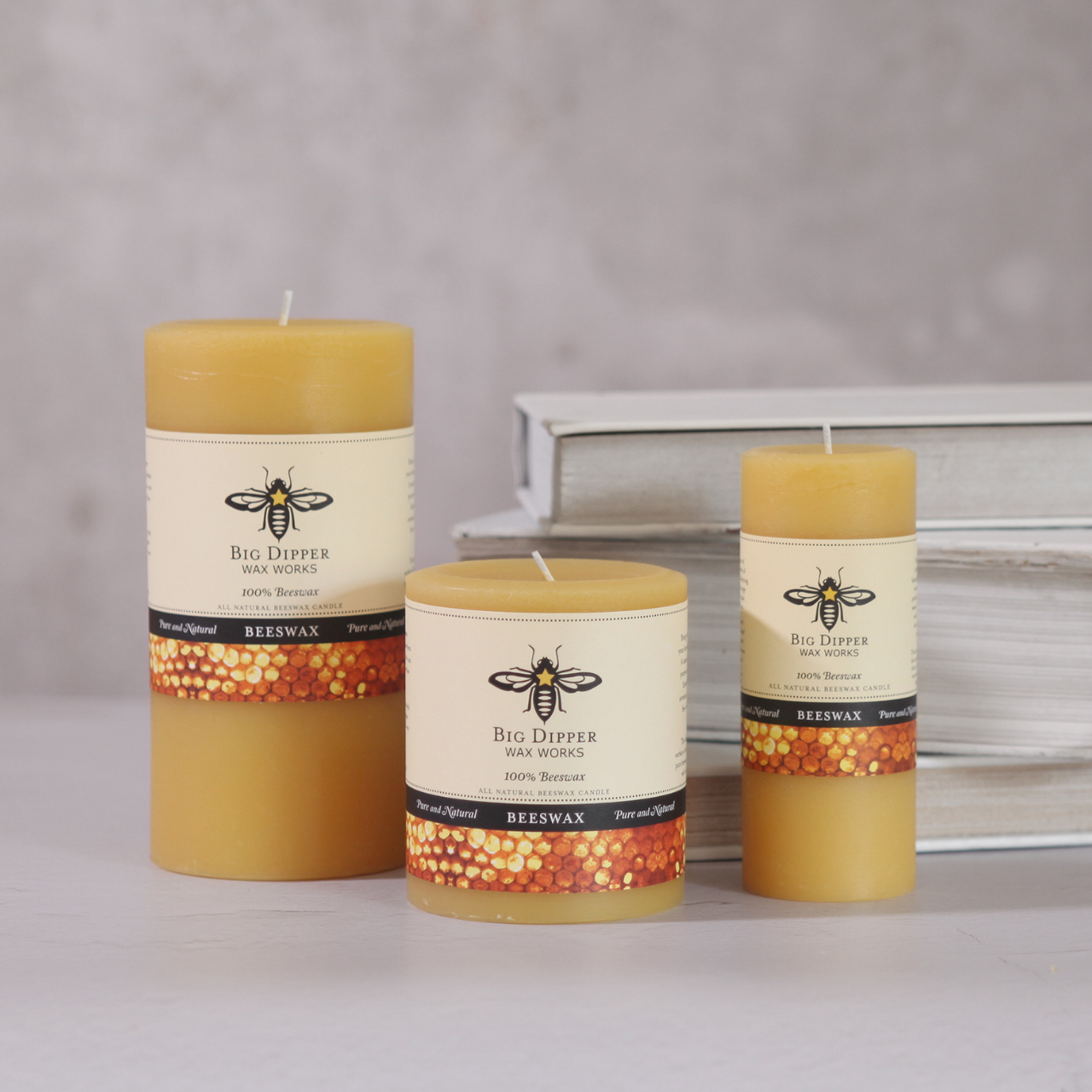 Pillar Candles – 100% Pure Beeswax – Multiple Sizes & Colors: Small (2" x 4.75") / Natural
