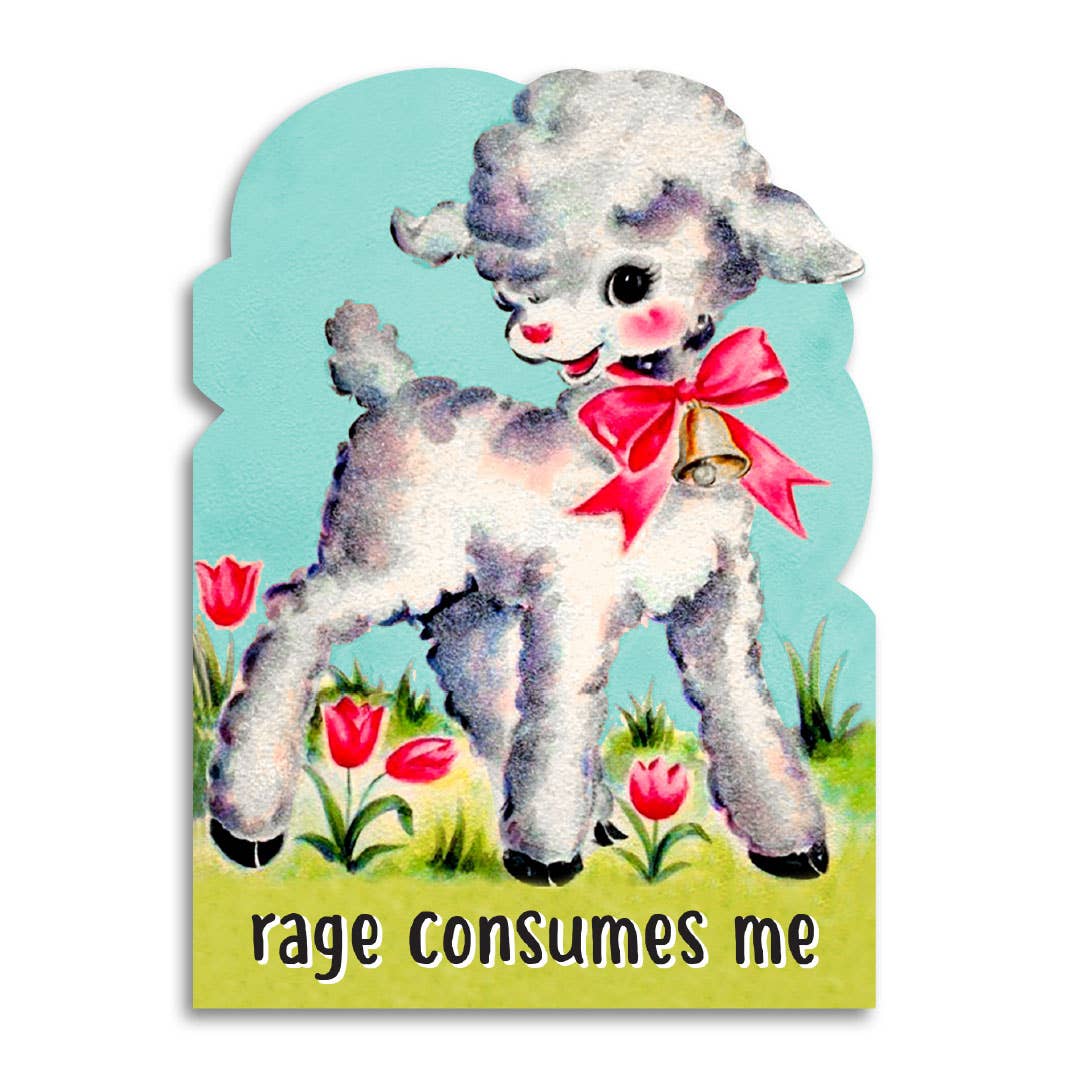 Rage Consumes Me - Cute Vintage Lamb Greeting Card