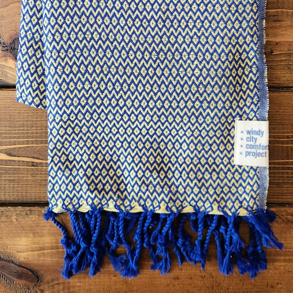 Spring Turkish Blanket - Blue/Yellow Dots