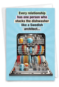 1 Funny Anniversary Greeting Card - Stacking The Dishwasher
