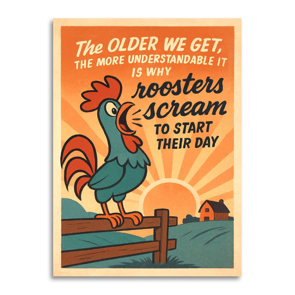 Rooster Screaming – Funny Birthday Card