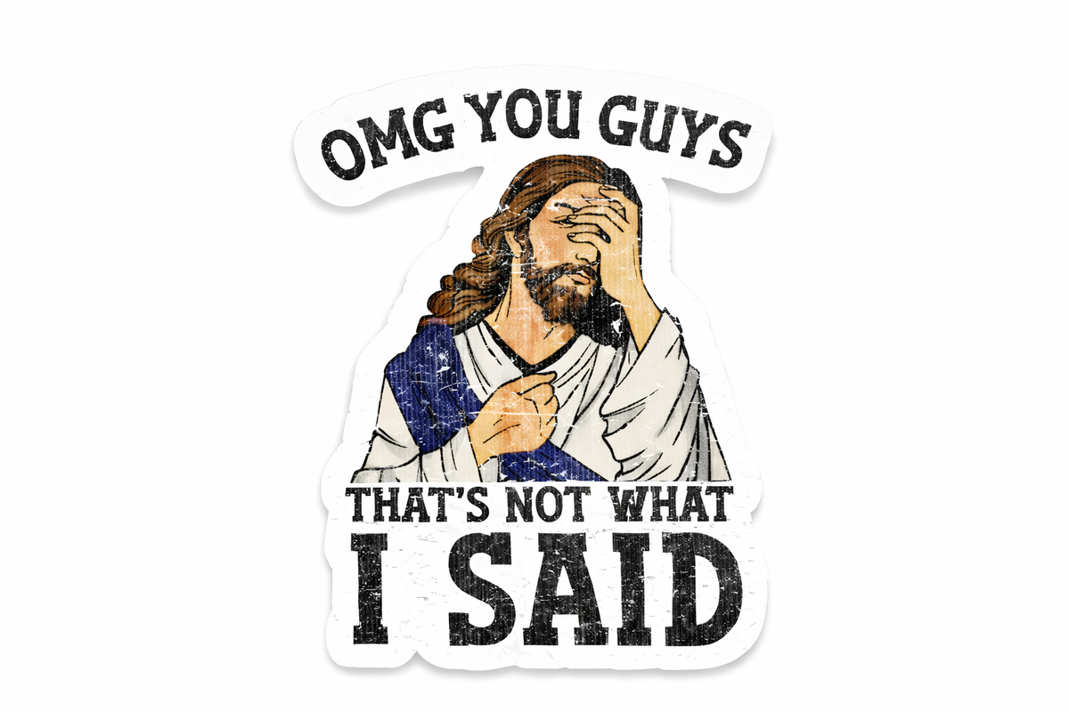 Face Palm Jesus Bumper Sticker- 5" Vinyl Weather Proof