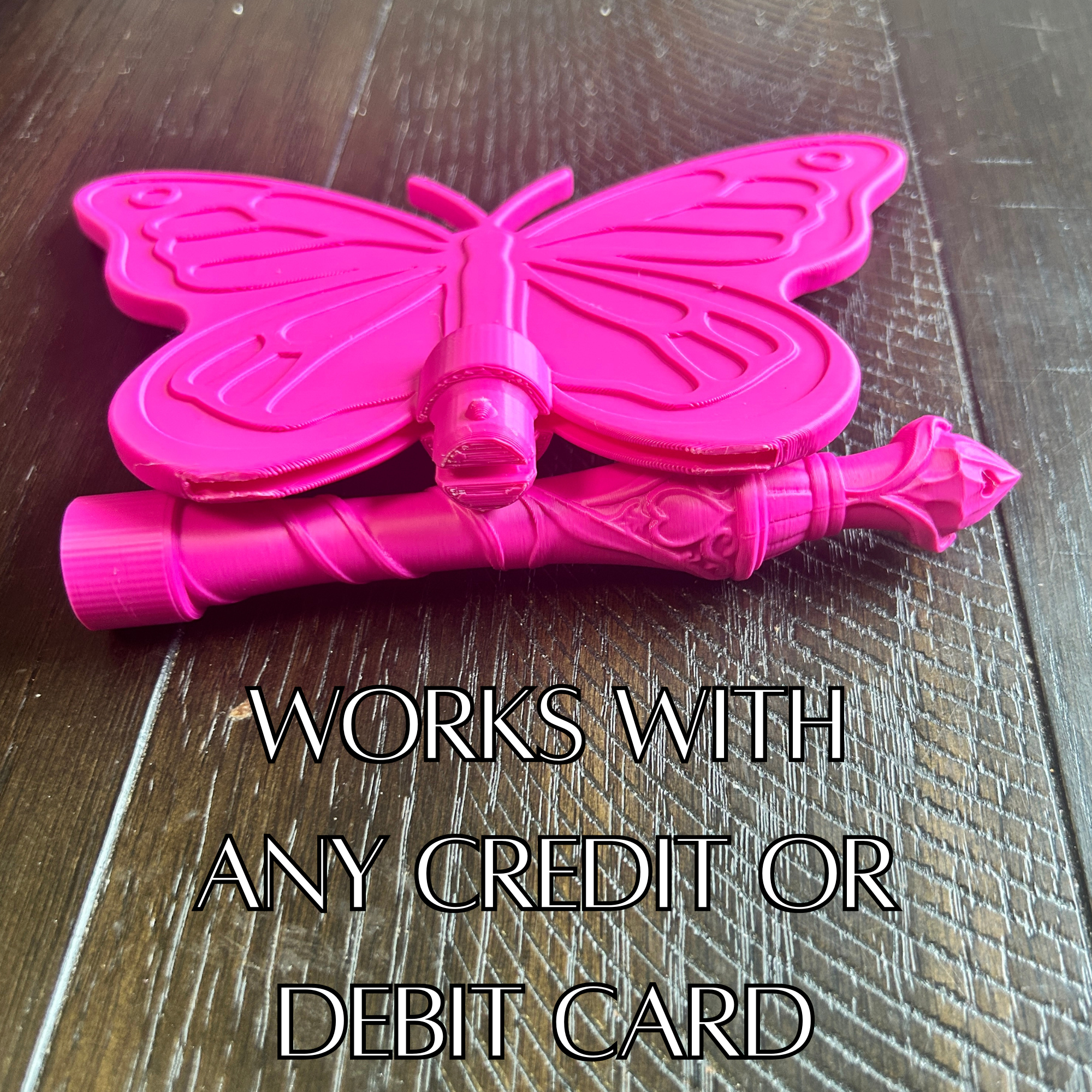 Tap to Pay Butterfly Wand - 3D Printed Credit Card Holder: Light Pink