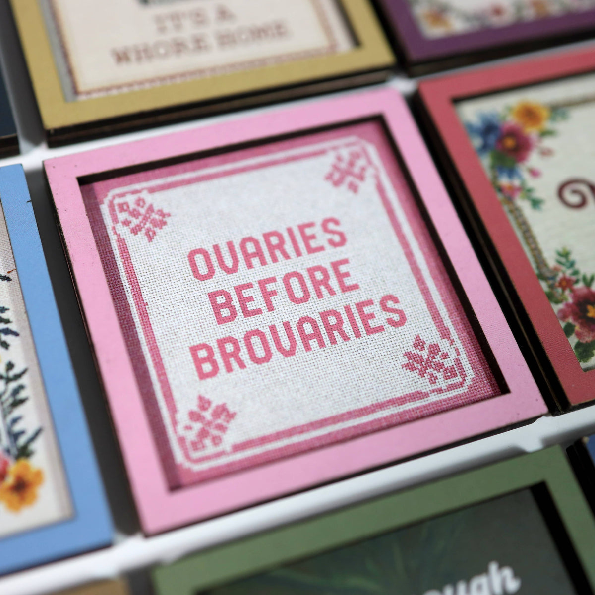 Ovaries Before Brovaries - Funny Wooden Magnet