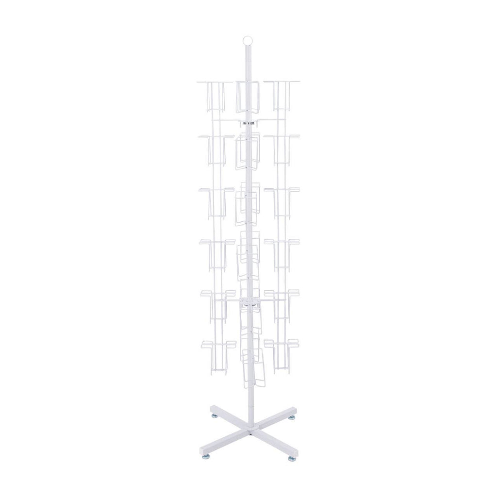 48-Pocket Rotating White Greeting Card Rack - 65”H x 16”D