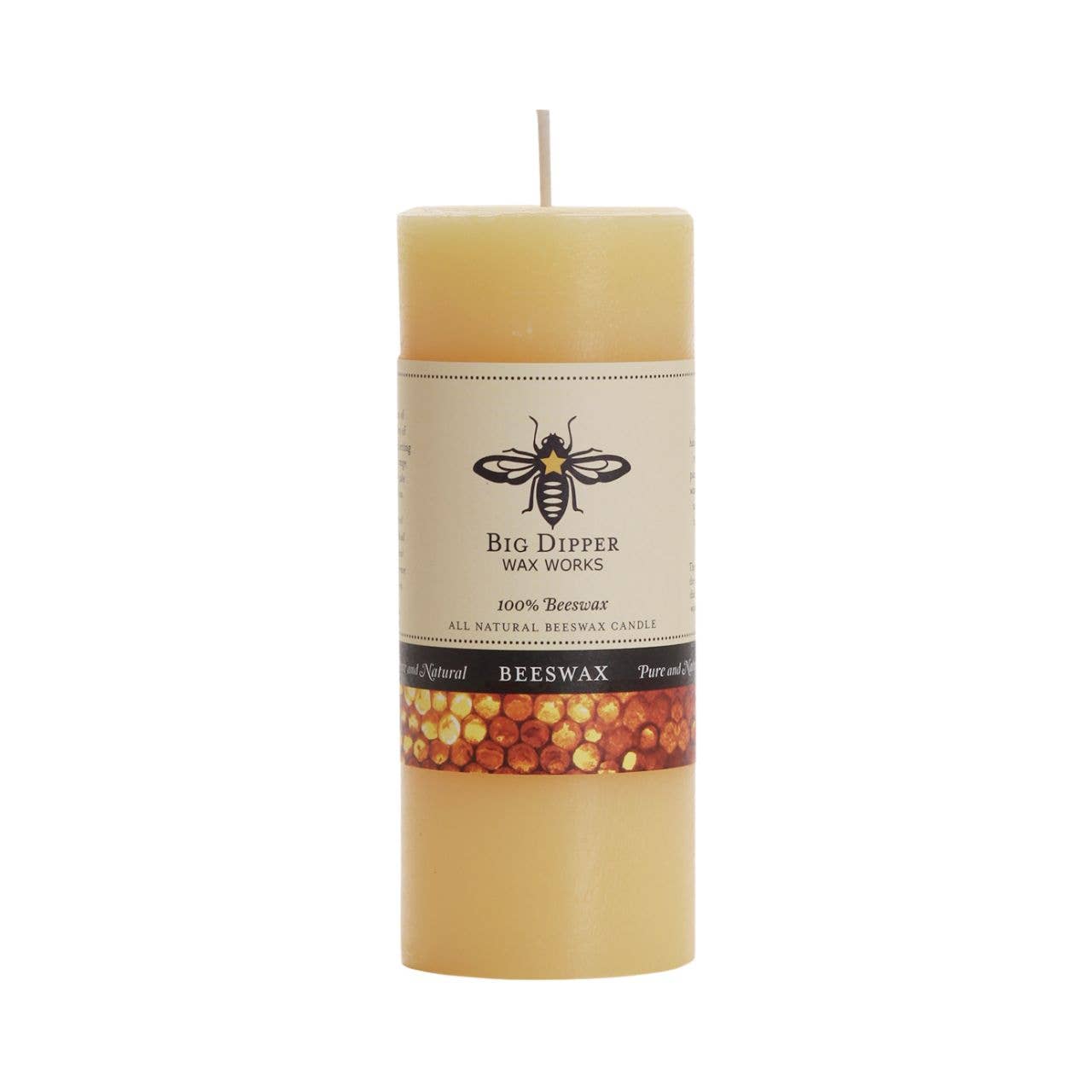 Pillar Candles – 100% Pure Beeswax – Multiple Sizes & Colors: Small (2" x 4.75") / Natural